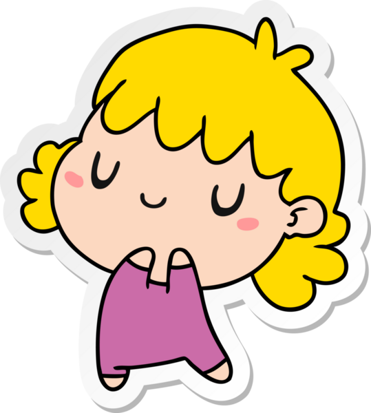 Bir insan tarafından çizilmiş sevimli bir kawai kızının çizilmiş bir karikatür çizimi.