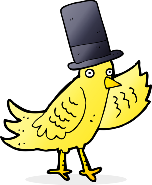 Bir insan tarafından çizilmiş silindir şapkalı bir kuş.