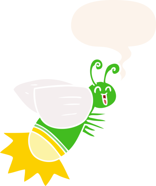 bir insan tarafından çizilmiş eski moda konuşma baloncuklu çizgi film böceği