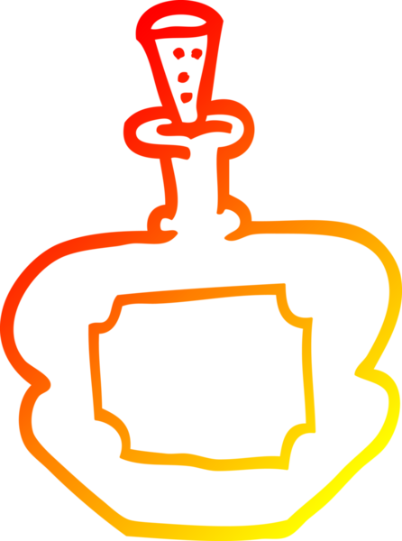 Bir insan tarafından çizilmiş bir çizgi film parfüm şişesinin çizimi.