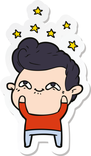 Bir insan tarafından çizilmiş heyecanlı bir adamın çıkartması.