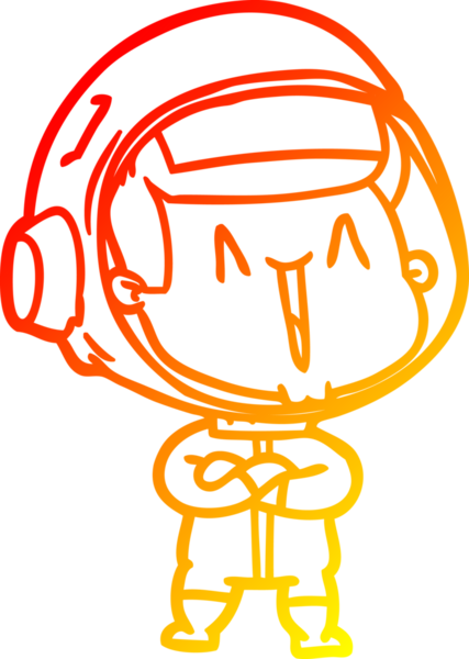 Bir insan tarafından çizilmiş mutlu bir astronotun sıcak çizgi çizimi