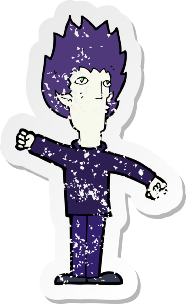 Bir insan tarafından çizilmiş vampir bir çizgi filmin gerilimli yapıştırması.