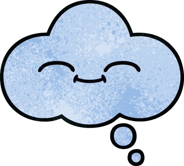 Bir insan tarafından çizilmiş bir düşünce baloncuğunun retro grunge doku karikatürü