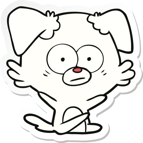 Bir insan tarafından çizilmiş sinirli bir köpek çizgi filminin çıkartması.