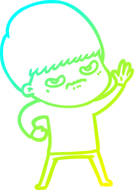 Bir insan tarafından çizilmiş kızgın bir çizgi film çocuğunun soğuk gradyan çizgisi