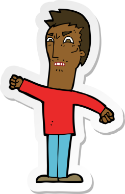 Bir insan tarafından çizilmiş bir karikatür çıkartması.