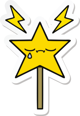 Bir insan tarafından çizilmiş şirin bir çizgi film sihirli değneğinin çıkartması.