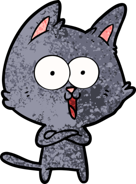 Bir insan tarafından çizilmiş komik çizgi film kedisi.