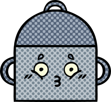 Bir insan tarafından çizilmiş yemek tenceresinin çizgi romanı.