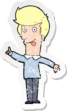 Bir insan tarafından çizilmiş komik bir karikatürün gerilimli yapıştırması.