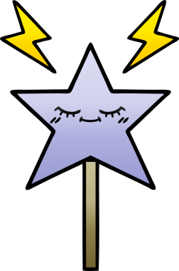 Bir insan tarafından çizilmiş sihirli değneğin gölgeli çizgi filmi.