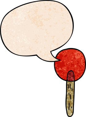 bir insan tarafından çizilmiş eski moda konuşma baloncuklu çizgi film şekeri lolipopu.