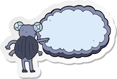 Bir insan tarafından çizilmiş böceği gösteren bir karikatür çıkartması.