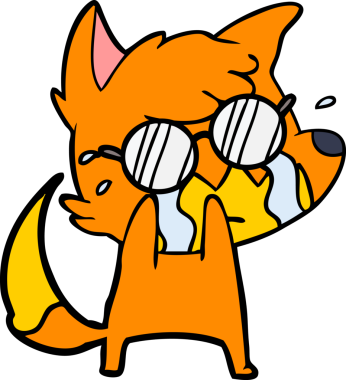 Bir insan tarafından çizilmiş ağlayan tilki çizgi filmi.