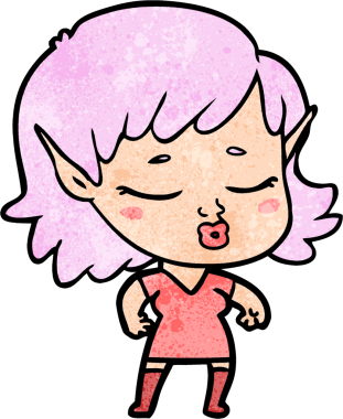 Bir insan tarafından çizilmiş güzel elf kızı.