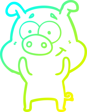 Bir insan tarafından çizilmiş mutlu çizgi film domuzu çizimi.