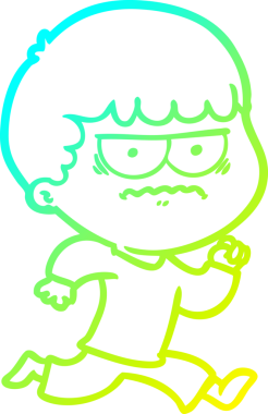 Bir insan tarafından çizilmiş kızgın bir adamın soğuk çizgi çizimi.