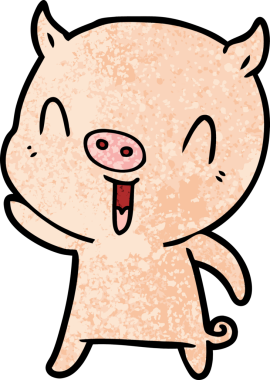 Bir insan tarafından çizilmiş mutlu çizgi film domuzu.