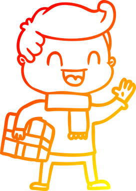 Bir insan tarafından çizilmiş, gülen bir adamın çizgi film çizimi.