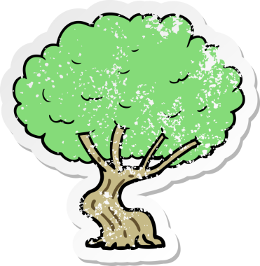 Bir insan tarafından çizilmiş karikatür ağacının sıkıntılı çıkartması.