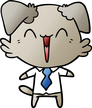 Bir insan tarafından çizilmiş mutlu ofis köpeği çizgi filmi.