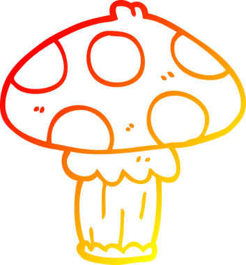 Bir insan tarafından çizilmiş bir mantarın sıcak çizgi çizimi