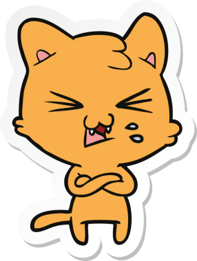 Bir insan tarafından çizilmiş, tıslayan bir kedinin çıkartması.