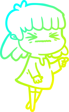 Bir insan tarafından çizilmiş kızgın bir kızın soğuk çizgi çizimi.