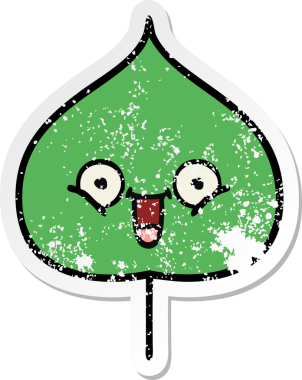 Sevimli bir çizgi film karakterinin sıkıntılı çıkartması. Bir insan tarafından çizilmiş ifade yaprağı.