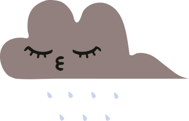 Bir insan tarafından çizilen fırtına bulutunun düz renkli retro karikatürü