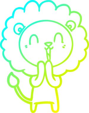 Bir insan tarafından çizilmiş gülen aslan karikatürü.