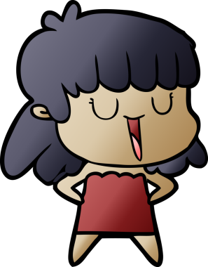 Bir insan tarafından çizilmiş bir çizgi film kadını.