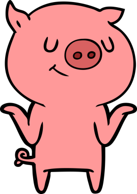 Bir insan tarafından çizilmiş mutlu çizgi film domuzu.