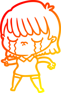 Bir insan tarafından çizilmiş, ağlayan bir çizgi kadın çizimi.