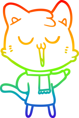 gökkuşağı gradyan çizgi çizimi bir insan tarafından çizilmiş bir çizgi film kedisi