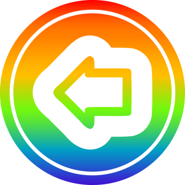 Bir insan tarafından çizilmiş gökkuşağı eğimli ok işareti