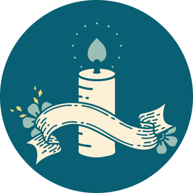 bir insan tarafından çizilmiş mum pankartıyla dövme biçimi simgesi