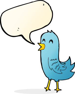 bir insan tarafından çizilmiş konuşma balonlu mutlu kuş.