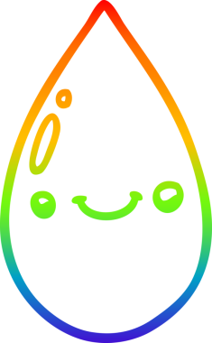 Gökkuşağı gradyan çizgi çizimi Bir insan tarafından çizilmiş şirin yağmur damlası