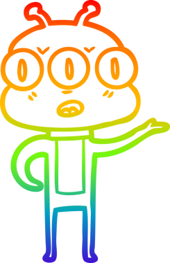 Bir insan tarafından çizilmiş kafası karışmış üç gözlü bir uzaylının çizimi.