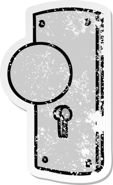 Bir insan tarafından çizilmiş bir kapı kolunun çizilmiş karikatür yapıştırması.