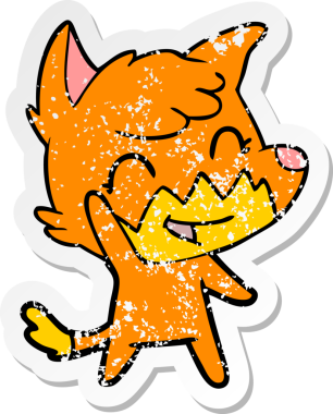 Bir insan tarafından çizilmiş mutlu bir tilkinin sıkıntılı çıkartması.