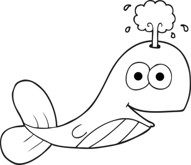 Bir insan tarafından çizilmiş siyah beyaz bir balina.