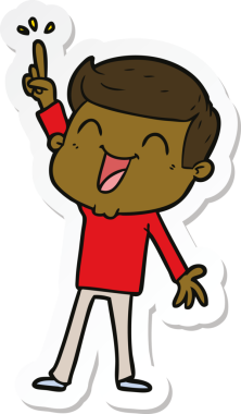 Bir insan tarafından çizilmiş bir karikatür adamın çıkartması.