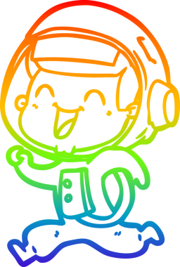 gökkuşağı gradyan çizimi mutlu bir çizgi astronot çizimi bir insan tarafından çizildi