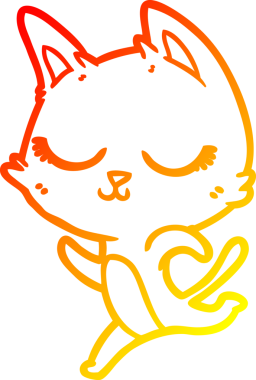 Bir insan tarafından çizilmiş sakin bir çizgi film kedisinin sıcak çizgi çizgisi.