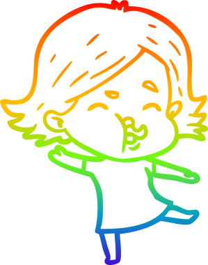 Gökkuşağı gradyan çizgi çizimi Bir insan tarafından çizilen bir kız karikatürü