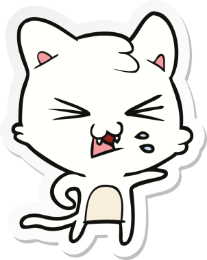 Bir insan tarafından çizilmiş, tıslayan bir kedinin çıkartması.