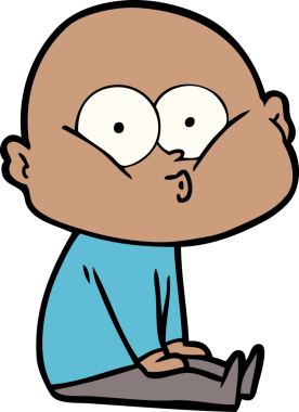 Bir insan tarafından çizilmiş kel bir adam.